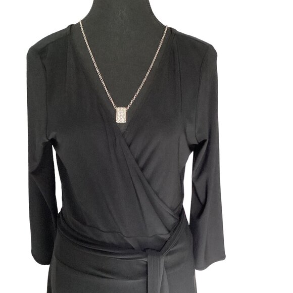 Vintage Jones New York Black Wrap Dress Midi length - Picture 2 of 6